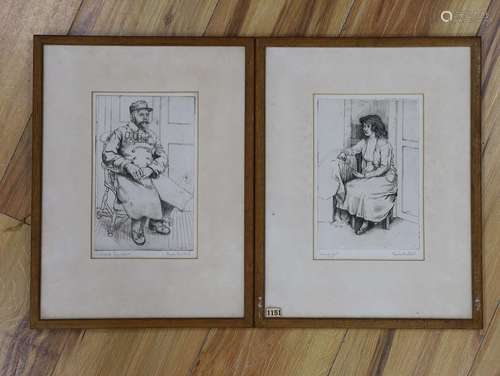 Moira Hoddell (1927-), two etchings, Young Girl and Chelsea ...