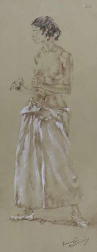 Franco Matania (1922-2006), pastel, Study of a standing woma...