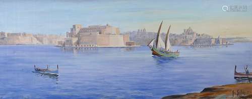 Galea, oil on canvas, Valetta Harbour, Malta, signed and dat...