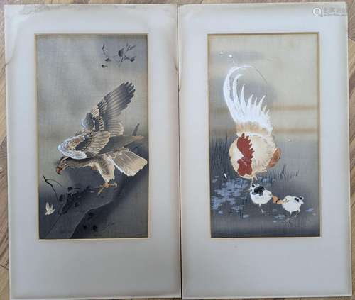 Ohara Koson (1877-1945), pair of woodblock prints, Study of ...