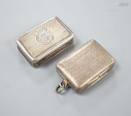 A William IV engraved silver rectangular vinaigrette, with i...