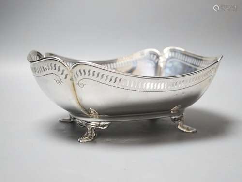 A George V silver fruit bowl, with pierced border, Atkin Bro...