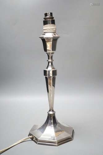 A George V silver mounted table lamp, S. Blanckensee & S...