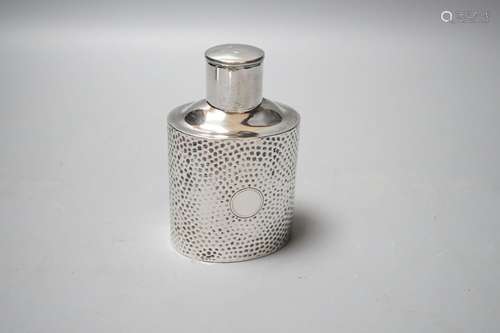 A late Victorian hammered silver oval tea caddy, Henry Matth...