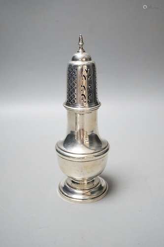 A George V silver baluster sugar caster, Birmingham, 1931, 1...