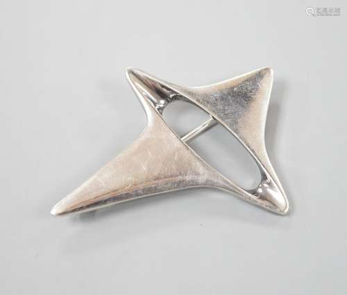 A Georg Jensen sterling amoeba brooch, no. 339, 57mm.