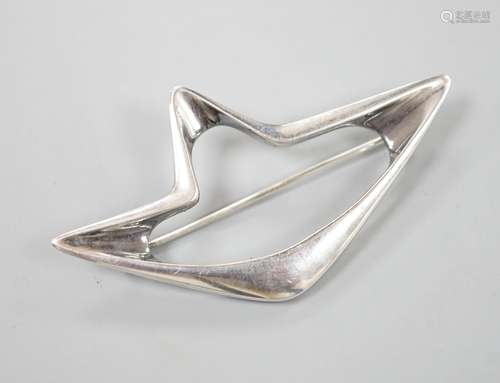 A Georg Jensen sterling amoeba brooch, no. 376, 68mm.