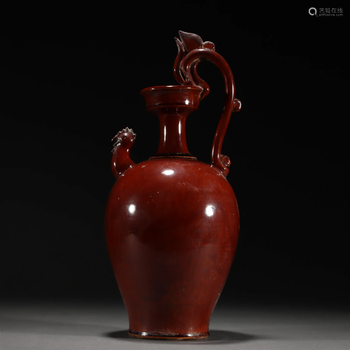 A Chinese Red Glazed Pottery Vase