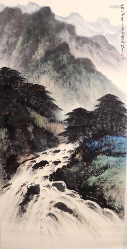 A Chinese Scroll Painting By Li Xiongcai