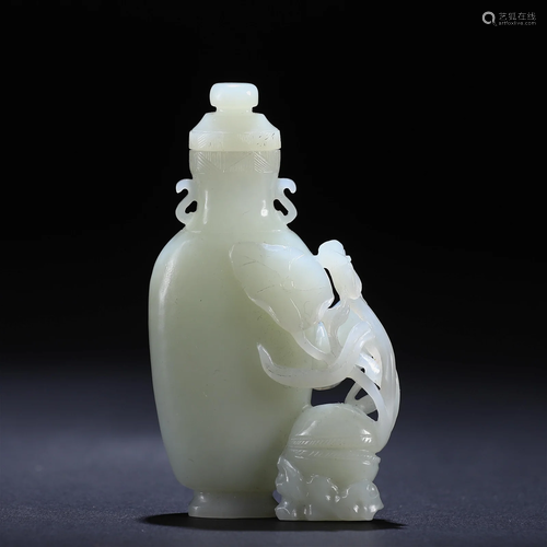 A Chinese Carved White Jade Decoration Qing Dyn.