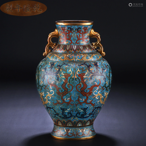 A Chinese Cloisonne Enamel Vase Qing Dyn.