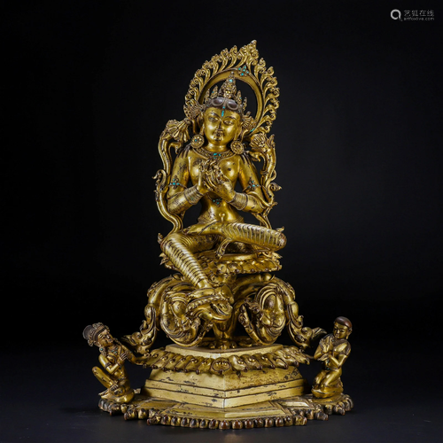 A Chinese Bronze Gilt Seated Bodhisattva