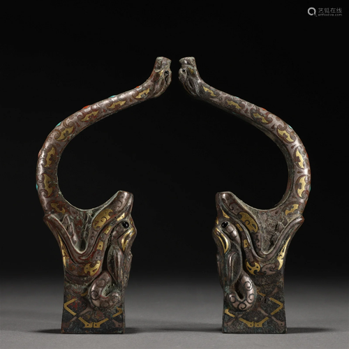 A Chinese Bronze Partly-gilt Holder