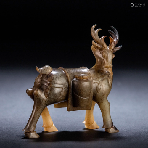 A Chinese Carved Russet Jade Deer Han Dyn.