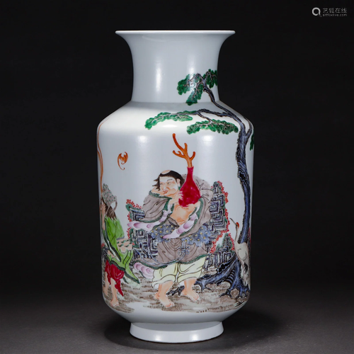 A Chinese Famille Rose Figural Story Lantern Vase Qing Dyn.