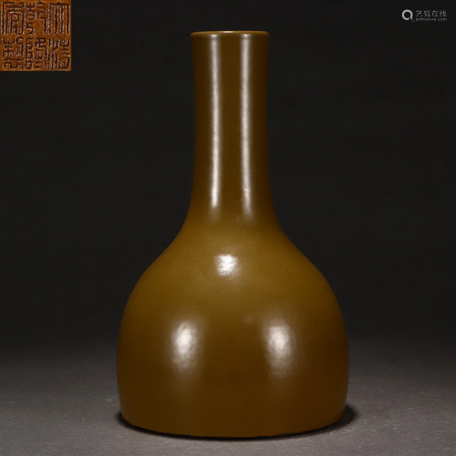 A Chinese Tea-dust Glazed Bell Shaped Zun Vase Qing Dyn.