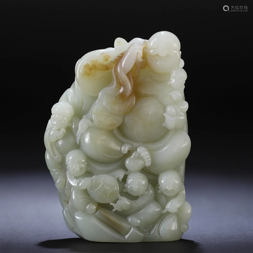 A Chinese Carved White Jade Budai Qing Dyn.