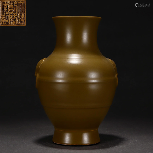 A Chinese Tea-dust Glazed Zun Vase Qing Dyn.