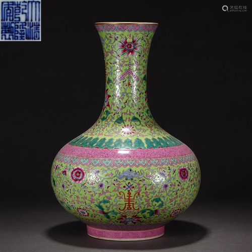 A Chinese Famille Rose Decorative Vase Qing Dyn.