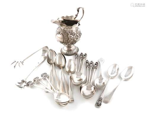 A mixed lot of silver items, comprising: a George III cream ...