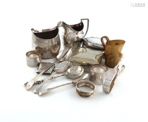 A mixed lot of silver items, various dates and makers, compr...