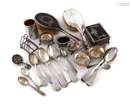 λA mixed lot of silver items, various dates and makers, comp...