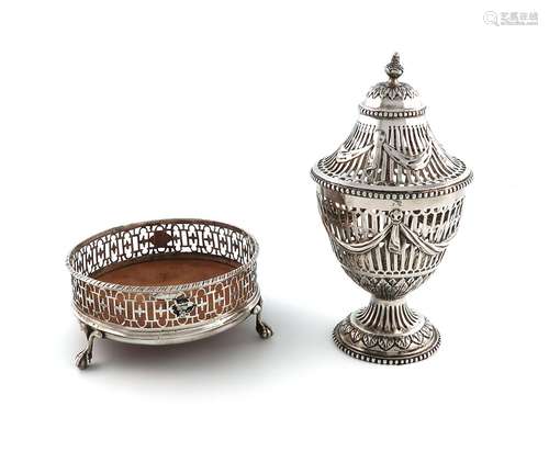 A George III silver sugar basket and cover, apparently unmar...