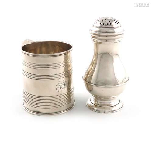 A George II silver bun pepper pot, by George Greenhill Jones...