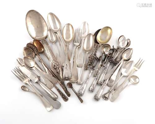 A collection of continental silver flatware, various countri...