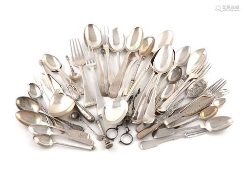 A mixed lot of silver flatware, various makers and dates, co...