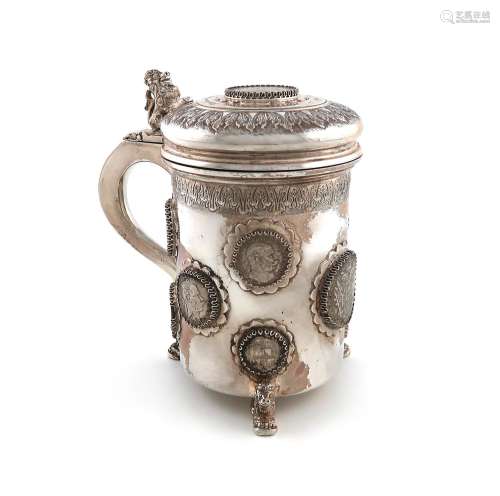 A modern continental silver tankard, makers mark of PVT in a...