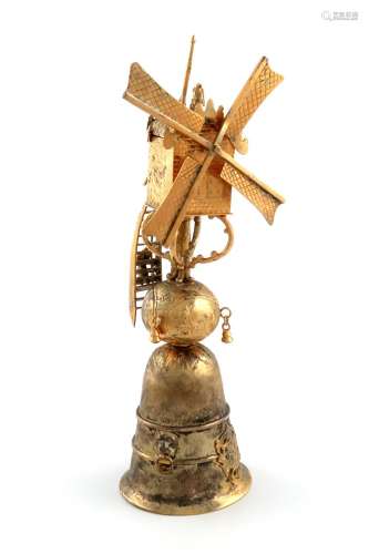A late 19th century Dutch silver-gilt windmill beaker, the i...
