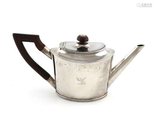 A 19th century Dutch silver tea pot, with possibly pseudo ma...