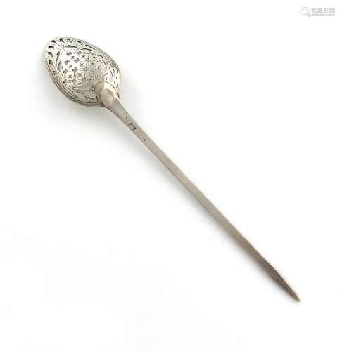 A George III silver mote spoon, marks worn, makers mark prob...