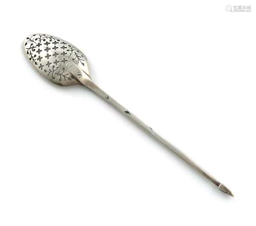 A mid 18th century silver mote spoon, marks worn, London cir...