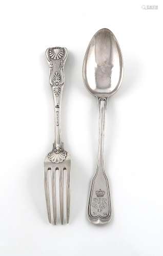 A Victorian silver Kings pattern table fork, by Robert Garra...