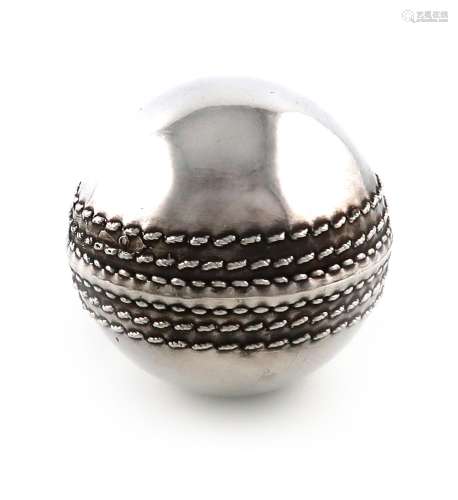 A modern silver cricket ball, by Camelot Silverware Ltd, She...