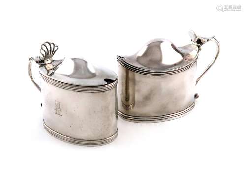Two similar George III silver mustard pots, by Peter, Ann an...
