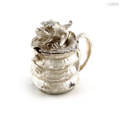 A modern novelty cast silver dragon mustard pot, by C.J. Van...