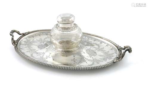 A Victorian silver two-handled inkstand, by Edward Ker Reid,...
