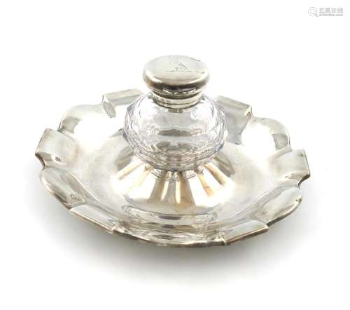 A Victorian silver-mounted glass inkwell, by Charles and Geo...