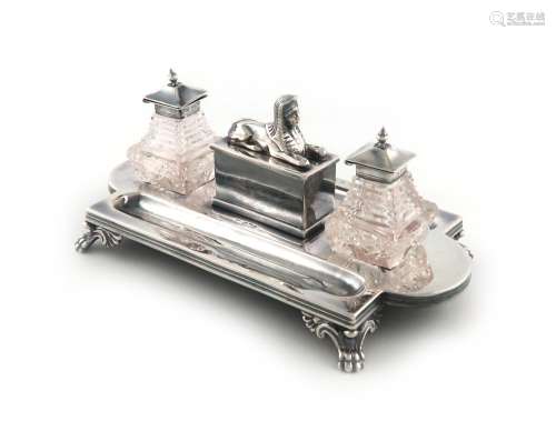 A late-Victorian silver Egyptian revival inkstand, by Mappin...