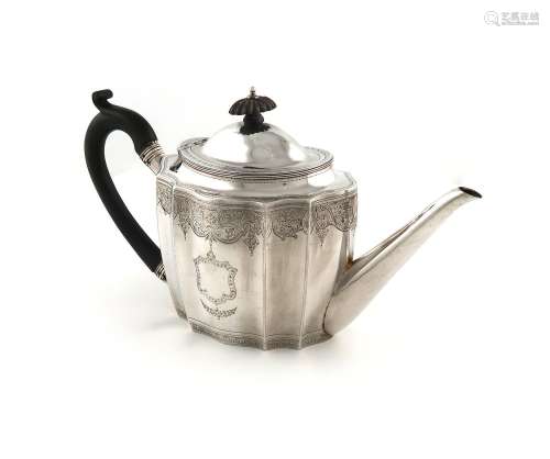 A George III silver tea pot, by John Robins, London 1795, sh...