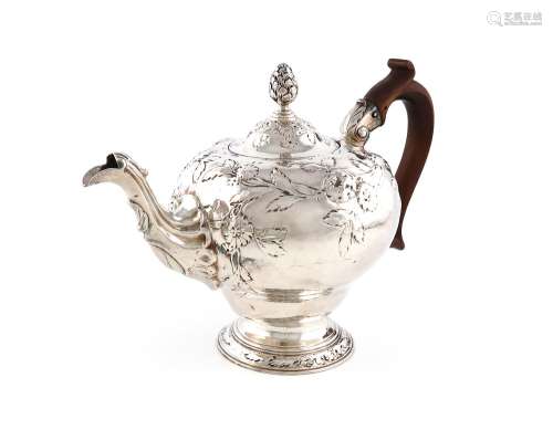 A George III silver tea pot, makers mark partially worn, W.P...