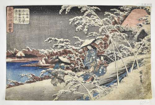 Farbholzschnitt von Ando Hiroshige