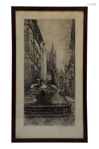 Lucien GAUTIER (1850-1925). La fontaine des Quatre Dauphins,...