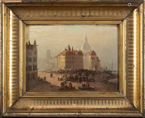 ECOLE HOLLANDAISE du XIXème siècle. Marché. Huile …