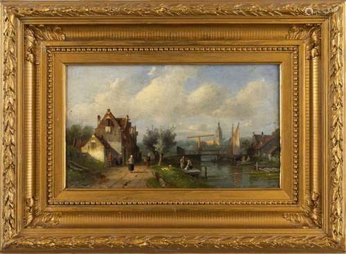 ECOLE HOLLANDAISE du XIXème siècle. Canal. Huile s…