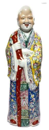 CHINE. Statue de Shoulao en porcelaine polychrome.…