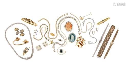 Various items of jewellery, including a pair of diamond-set ...